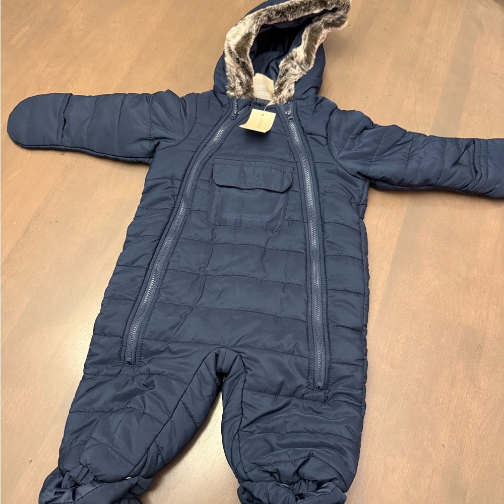 Navy Blue Hooded Snowsuit